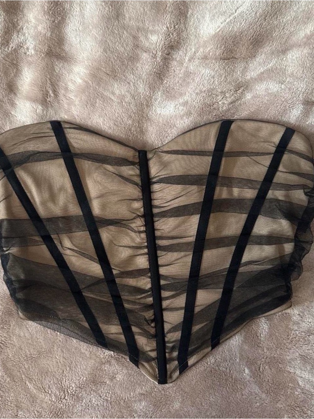 Forever 21 Black Mesh Strapless Corset Tank Top